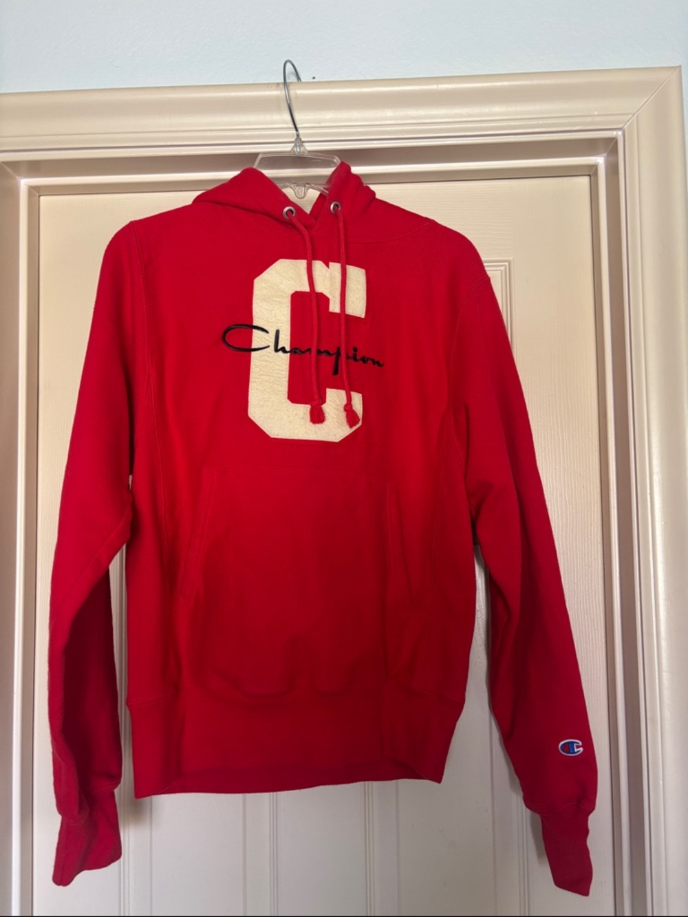 Unisex Champion reverse weave cotton Red Hoodie size XS